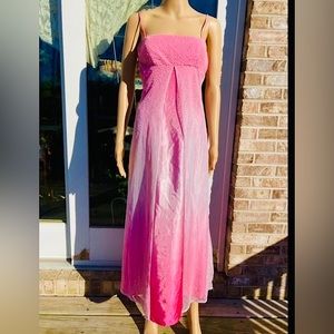 90s/Y2K Bubblegum Pink Beaded Ombré Embellished Cape Prom Dress Formal Gown